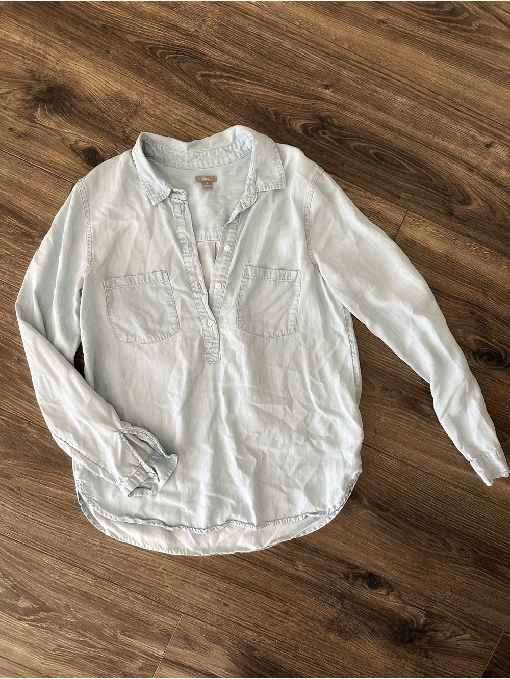 aerie Light Wash Chambray Button Pullover